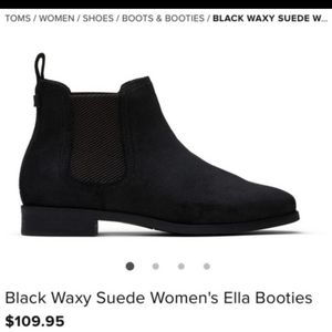 NWOT Toms Black Waxy Suede Ella Booties Sz 10